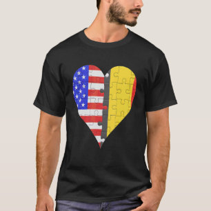 Camiseta American Belga Flag Heart