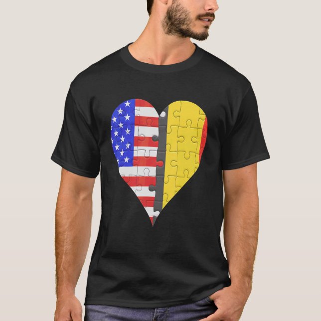 Camiseta American Belga Flag Heart (Frente)