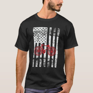 Camiseta American Biker Bicycle USA Flag 4 De Julho