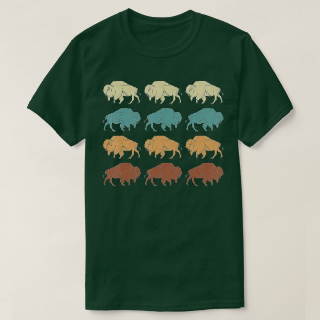 Camiseta American Bison Lover Animal American Retro Buffalo (Frente do Design)