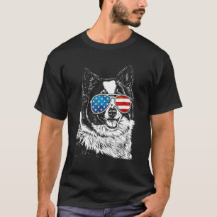 Camiseta American Border Collie 4 De Julho Patriótico Cão B
