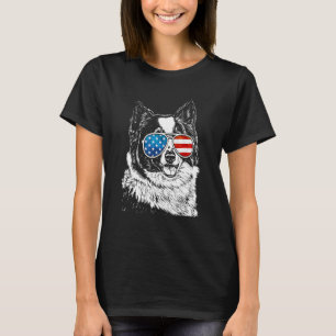Camiseta American Border Collie 4 De Julho Patriótico Cão B