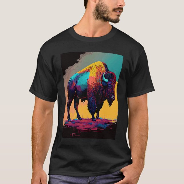 Camiseta American Buffalo Animal Pop Bison Grilling   1 (Frente)