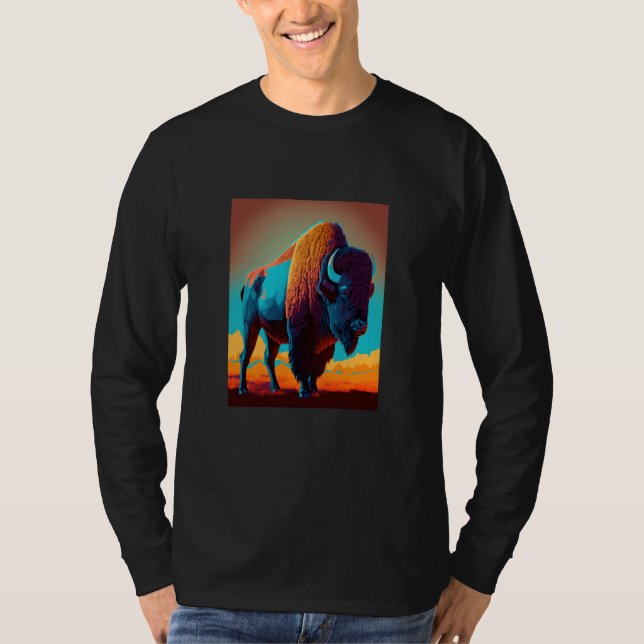 Camiseta American Buffalo Animal Pop Bison Grilling  3 (Frente)