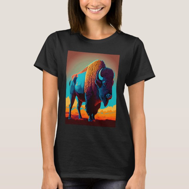 Camiseta American Buffalo Animal Pop Bison Grilling   3 (Frente)