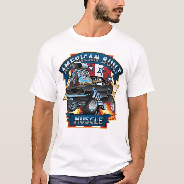 Camiseta American Built Muscle - Caricatura Clássica Do Mus (Frente)
