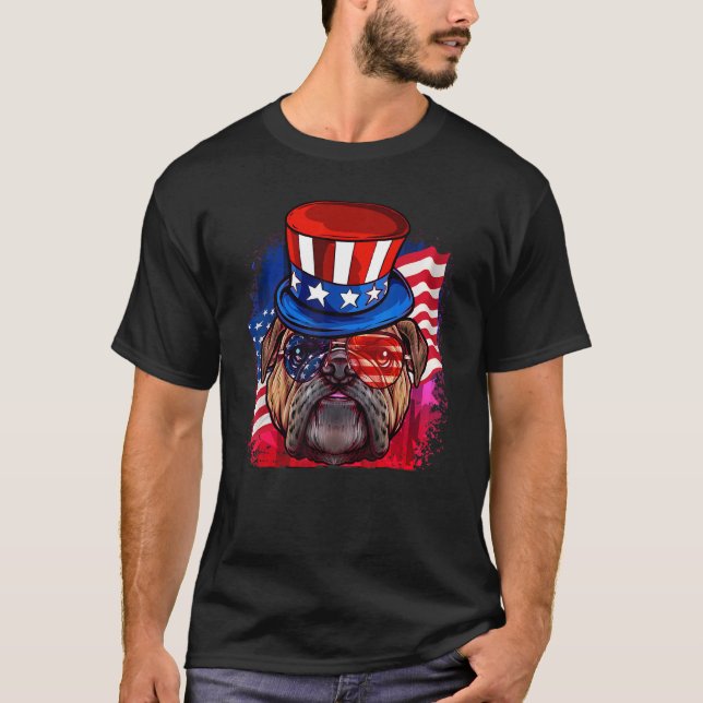Camiseta American Buldog Flag Usa 4 De Julho (Frente)