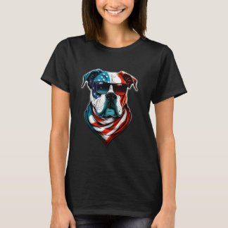 Camiseta American Bulldog Dog Red White Blue American Flag
