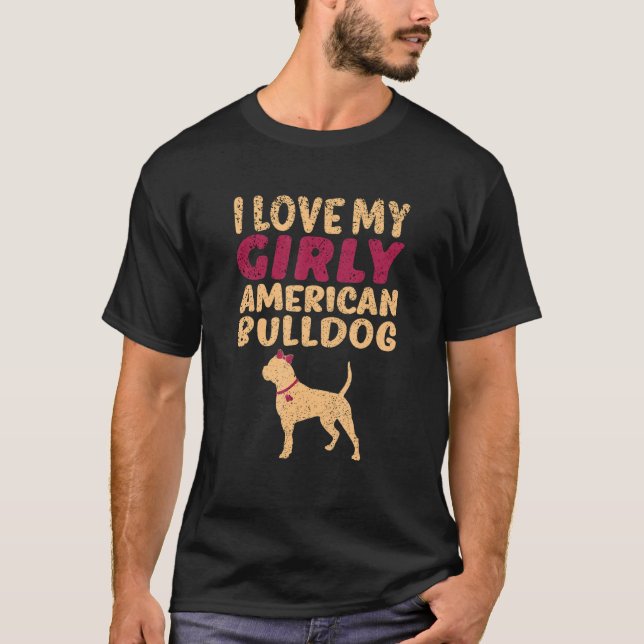 Camiseta American Bulldog Engraçada Rapariga Cachorro Surgi (Frente)