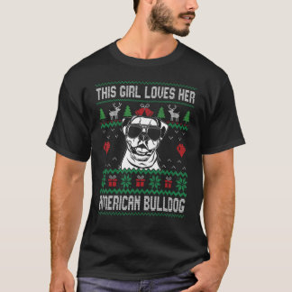 Camiseta American Bulldog Girl Cool Ugly Christmas for Dog