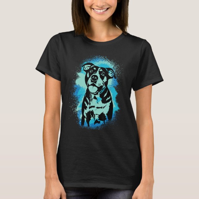 Camiseta American Bulldog Paint Blue Design Dog Mom Dad (Frente)