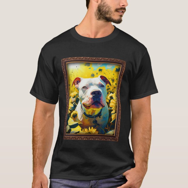 Camiseta American Bulldog Painting Sunflower Flower Mom Wom (Frente)