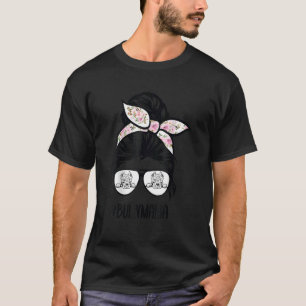 Camiseta American Bully Mamãe Mensy Bun Hair Glass Mães