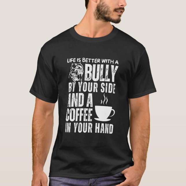 Camiseta American Bully Mom Dad Coffee Bulldog Mama Dog (Frente)
