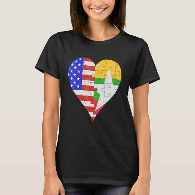 Camiseta American Burmese Flag Heart (Frente)