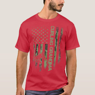 Camiseta American Camo Flag Orgulha Curva Vovó Curler