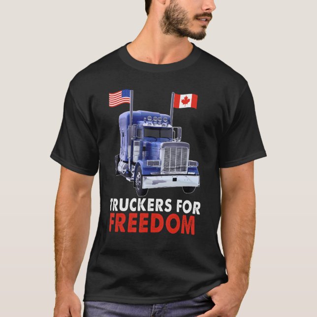 Camiseta American Canada Flag Freedom Convoy 2022 TRUCKER D (Frente)