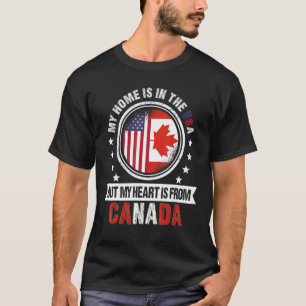 Camiseta American Canadian Flag Heart Do Canadá Americano
