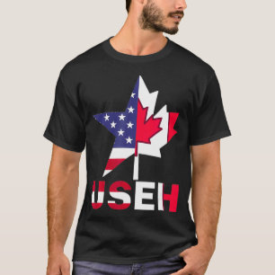 Camiseta American Canadian Gift Maple Leaf USEH Flag Star C