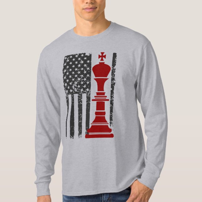 Camiseta American Chess King Patriotic Flag (Frente)