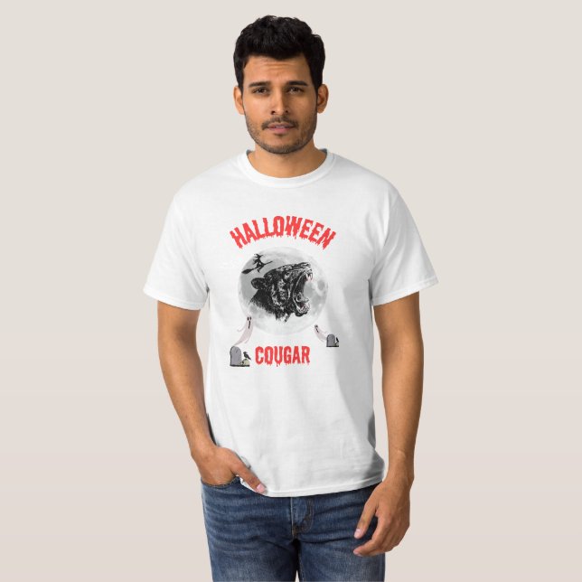 Camiseta american cougar on halloween night with crows (Frente Completa)