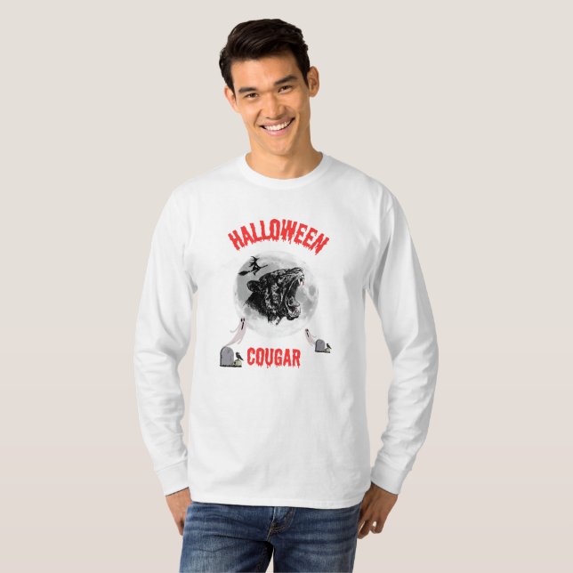 Camiseta american cougar on halloween night with crows (Frente Completa)