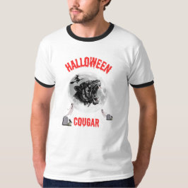 Camiseta american cougar on halloween night with crows