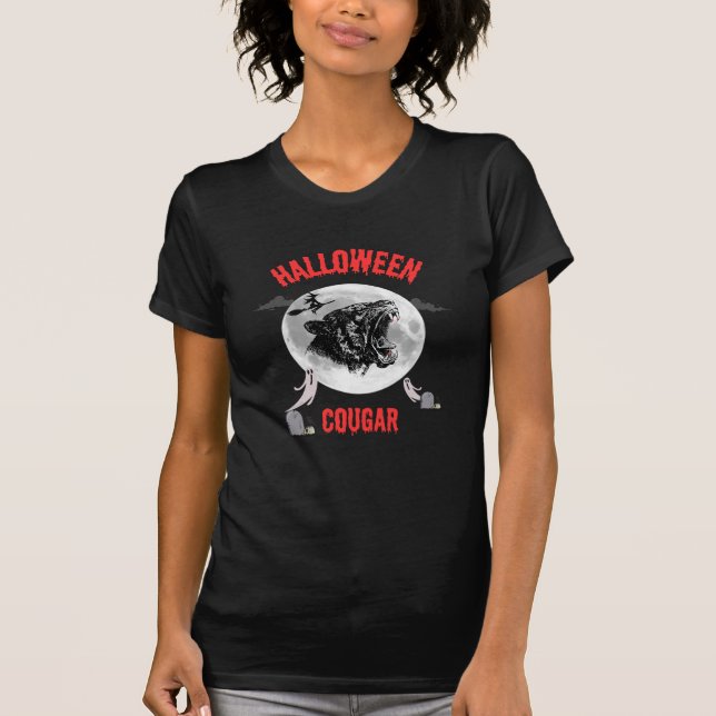 Camiseta american cougar on halloween night with crows (Frente)