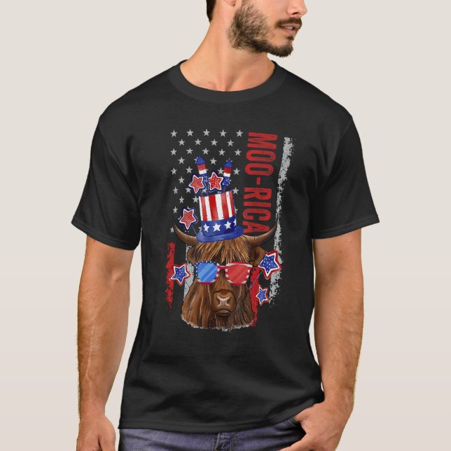 Camiseta American Cow Western 4th Of July Cow (Frente)