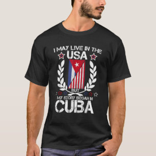 Camiseta American Cuban Roots Flag Mostra Minha História Co