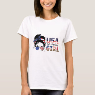Camiseta American Cute Girl USA , 4 De Julho