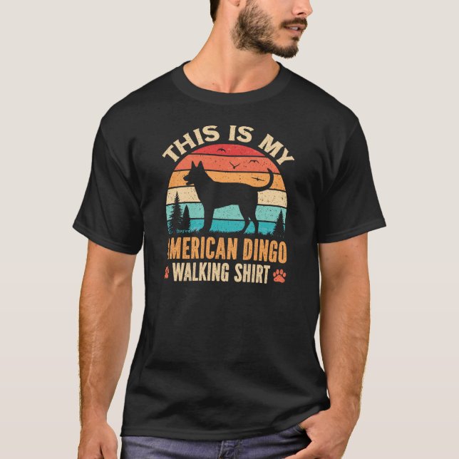 Camiseta American Dingo Dog Walking Dad Sunset Silhouette (Frente)