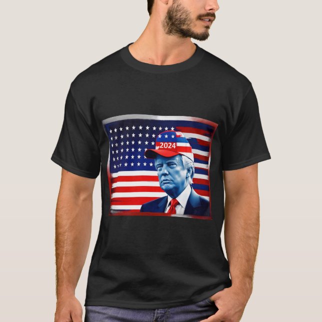 Camiseta American Donald Trump 2024 Flag (Frente)