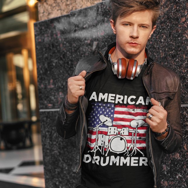 Camiseta American Drummer Funny Musician vintage (Criador carregado)