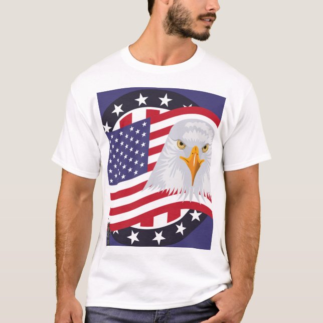 Camiseta American Eagle & Flag Patriotic T-Shirt (Frente)