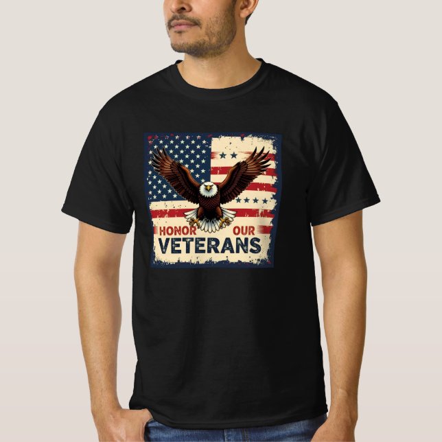 Camiseta American Eagle Honor Our Veterans Black T-Shirt (Frente)