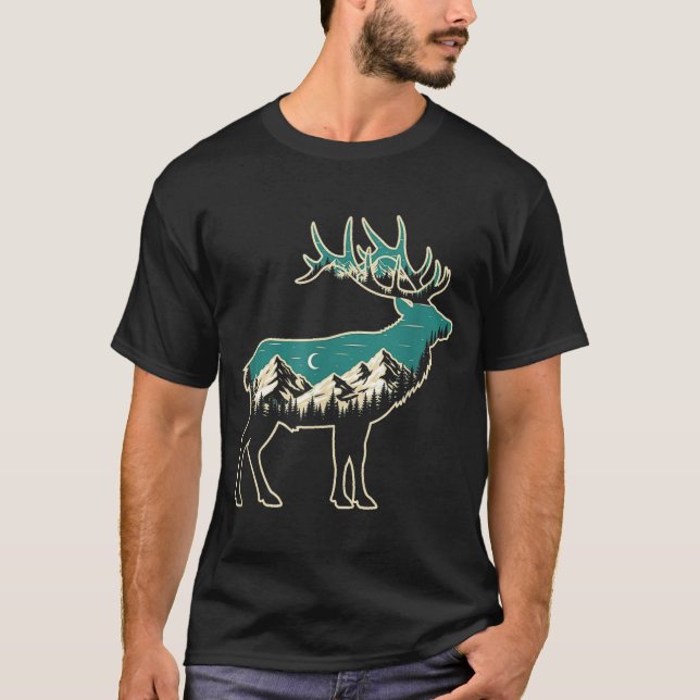 Camiseta American Elk Lover Dad Retro Hunting  (Frente)