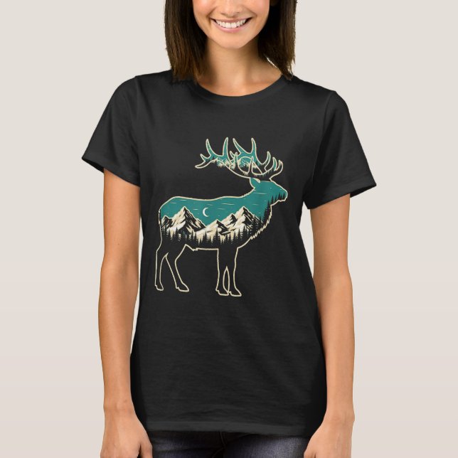 Camiseta American Elk Lover Dad Retro Hunting  (Frente)