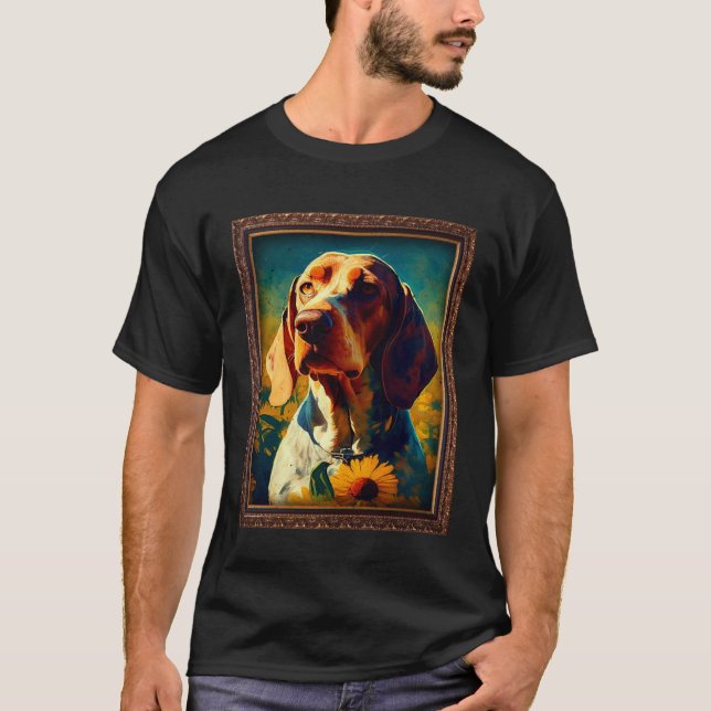 Camiseta American English Coonhound Painting Sunflower Flow (Frente)