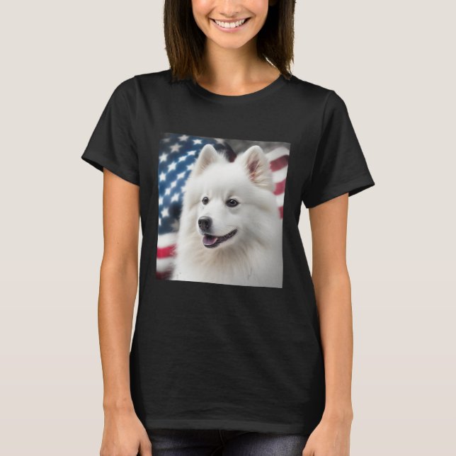 Camiseta American Eskimo Dog 4th of July  American Eskimo D (Frente)
