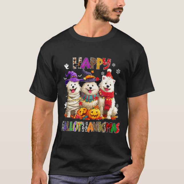 Camiseta American Eskimo Dogs Christmas Xmas Men Women Kids (Frente)