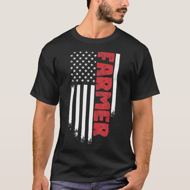 Camiseta American Farmer USA Flag Farming Agriculture (Frente)