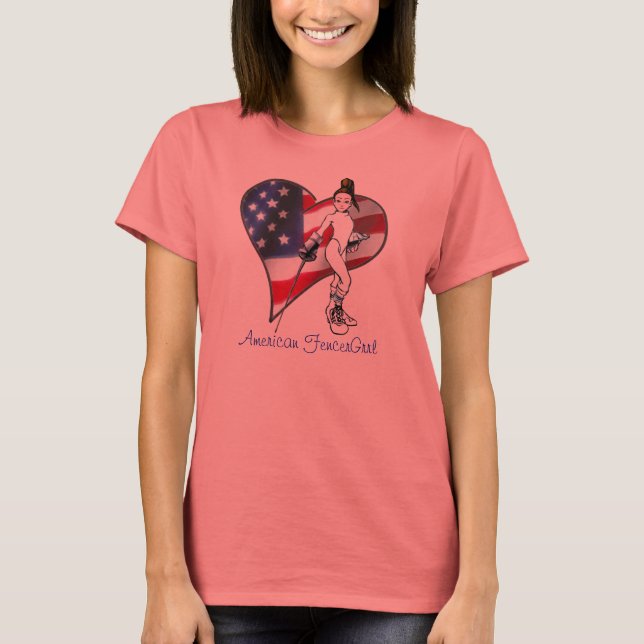 Camiseta American FencerGrrl - USAHeart (Frente)