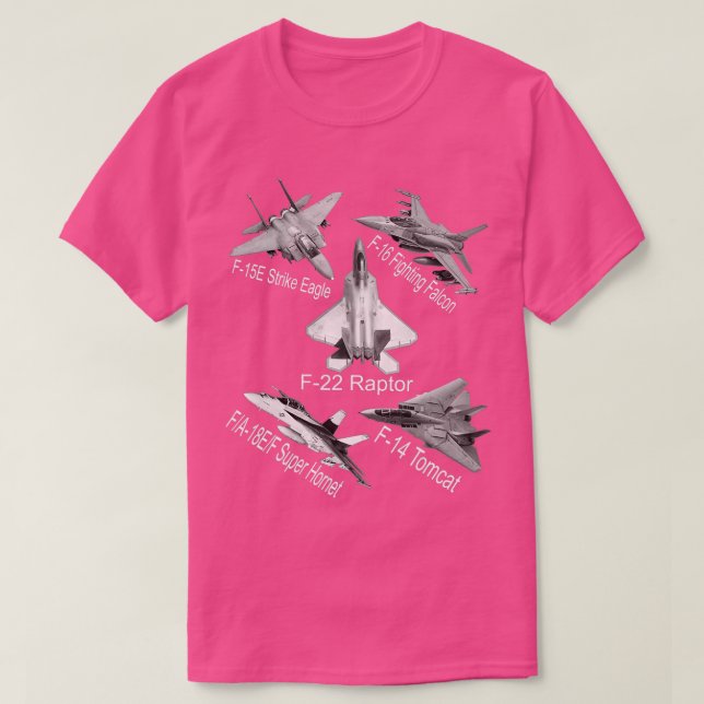 Camiseta American Fighters Jets F22 Raptor F14 omcat Plane (Frente do Design)