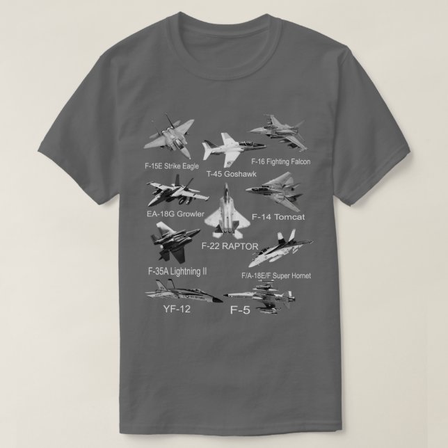 Camiseta American Fighters Jets F22 Raptor F14 omcat Plane (Frente do Design)