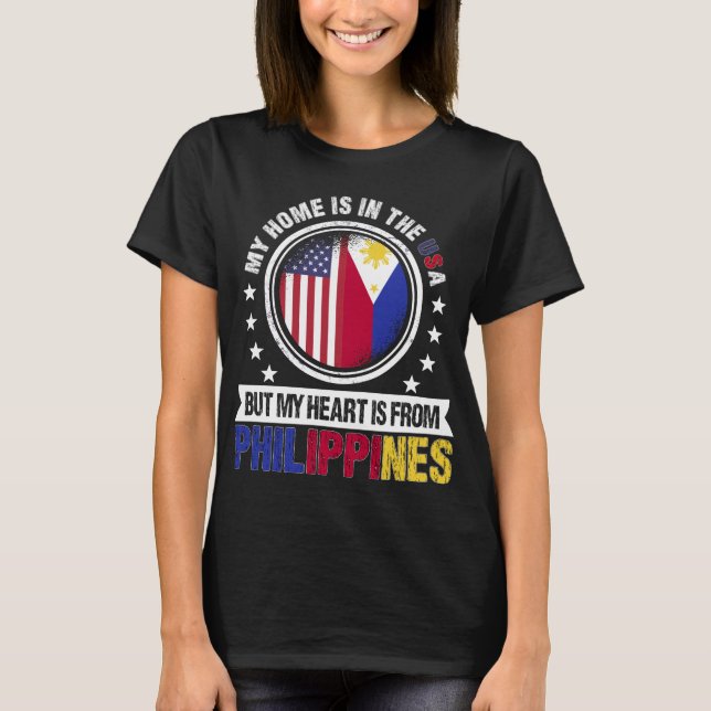 Camiseta American Filipino Flag Heart Phillipines Patriot (Frente)