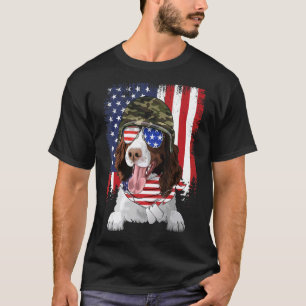 Camiseta American Flag 4 de julho English Springer Spaniel