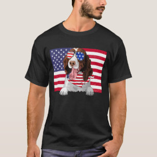Camiseta American Flag 4 de julho English Springer Spaniel