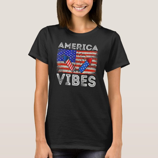 Camiseta American Flag 4th Of July America Vibes (Frente)