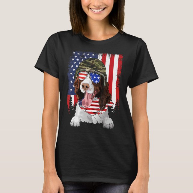 Camiseta American Flag 4th Of July English Springer Spaniel (Frente)